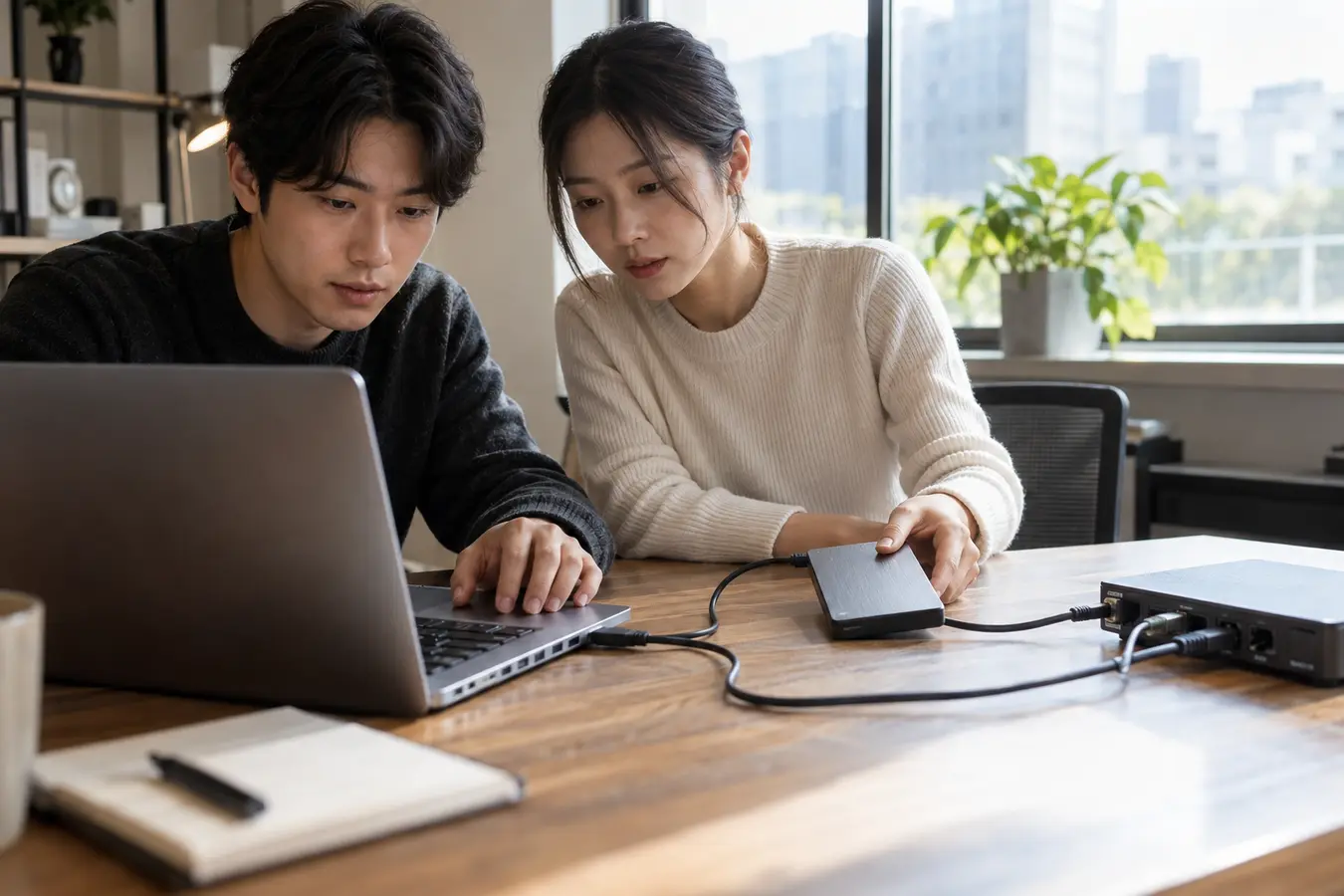외장 백업장치 연결과 복구 테스트를 진행하는 운영팀