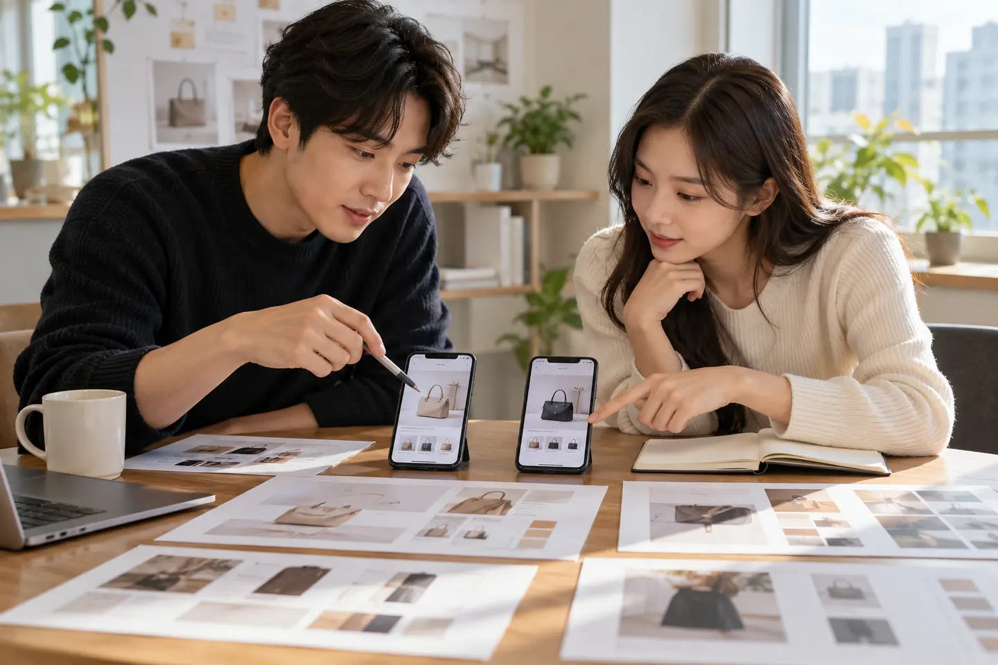 책상 위 접근성 점검 메모와 키보드를 함께 확인하는 손