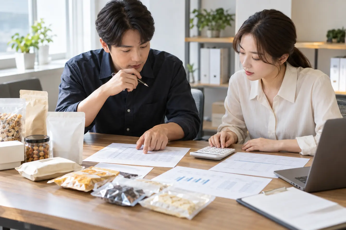 검사 견적과 SKU별 배부표를 검토하는 브랜드 팀