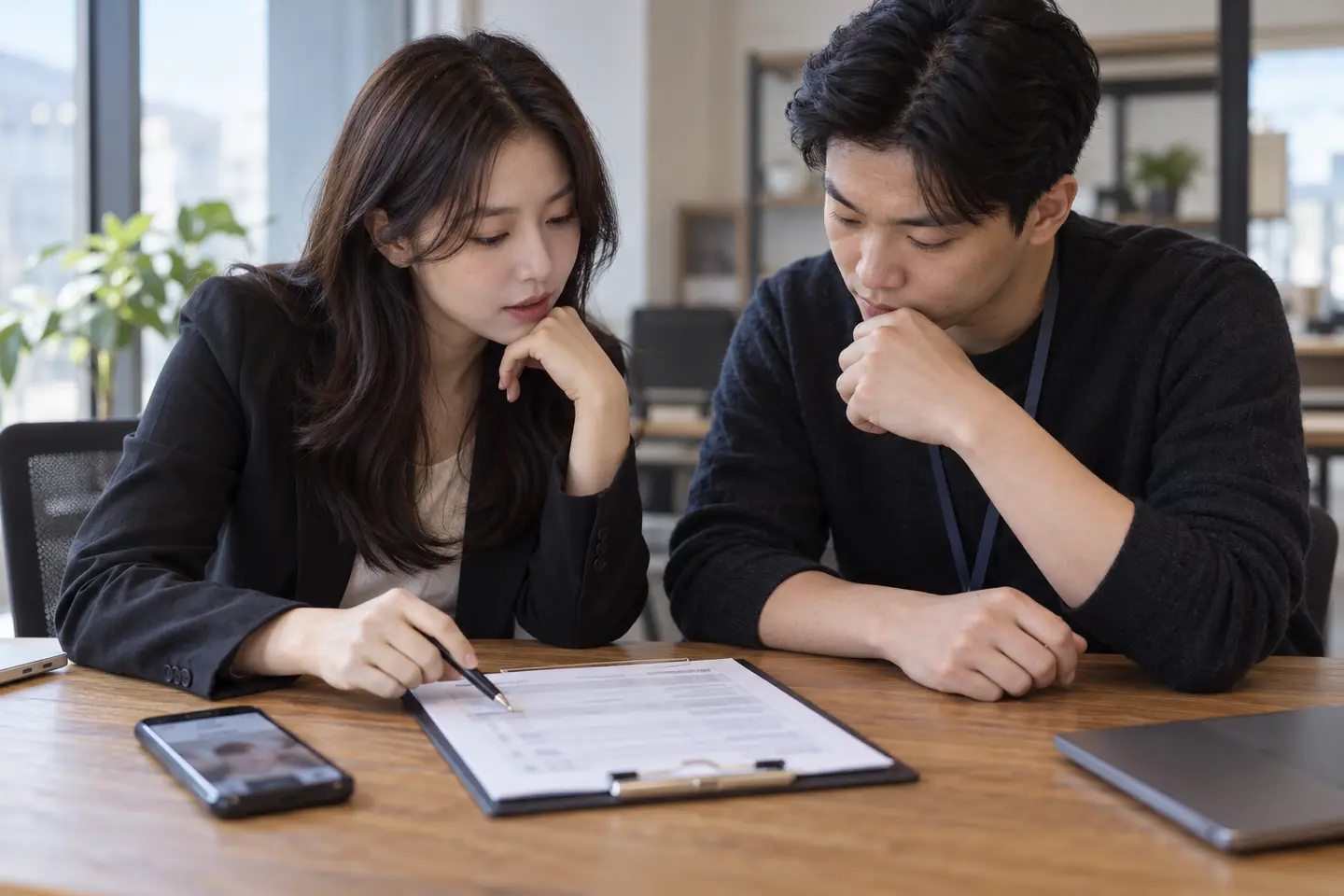 협찬 콘텐츠 표기 체크리스트를 검토하는 브랜드 팀