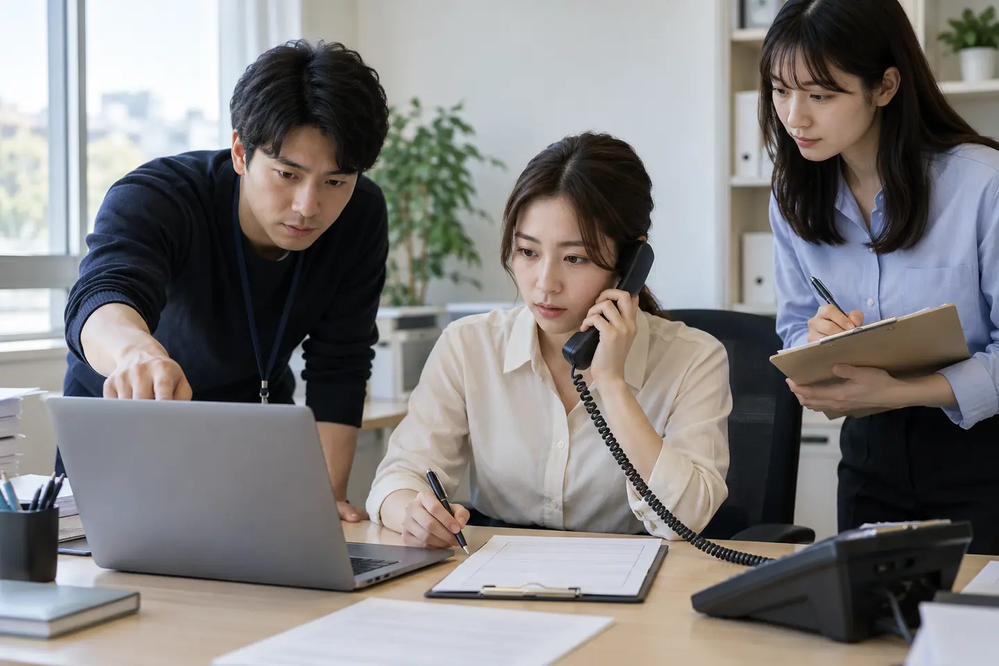 고객 통지 절차를 연습하는 온라인몰 상담 담당자