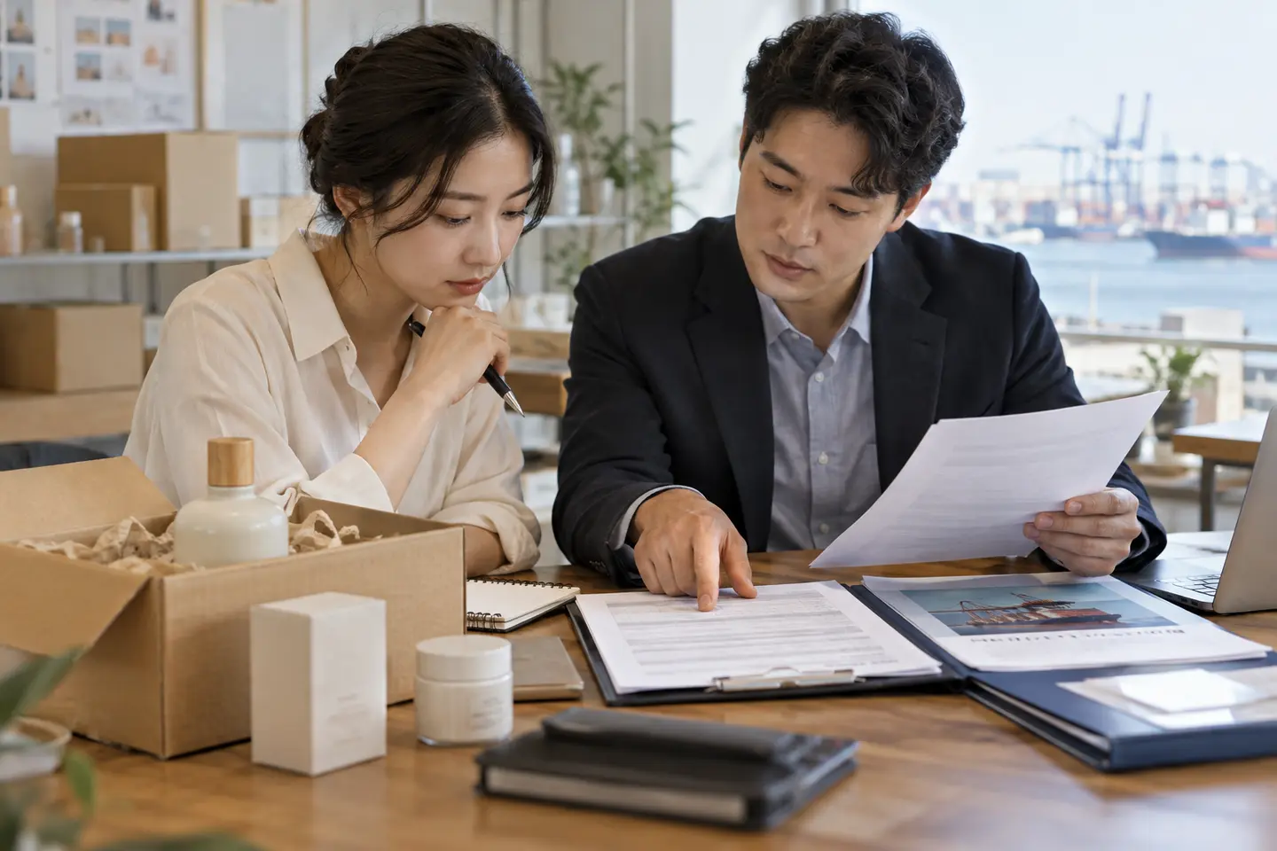 해외 결제조건과 보험 가입범위를 상담하는 브랜드 담당자